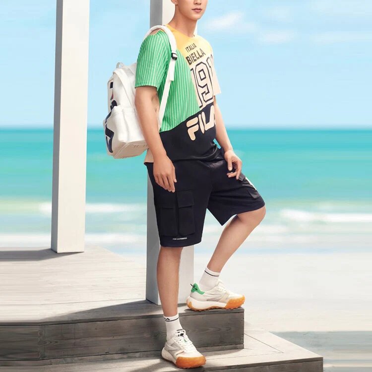 Shorts à poche avec logo imprimé pour homme, bleu