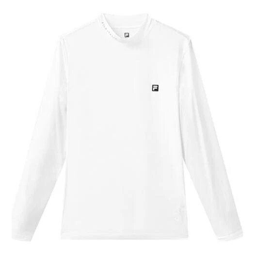 Série Athletics, coupe ajustée, col rond, t-shirt de sport à manches longues, blanc