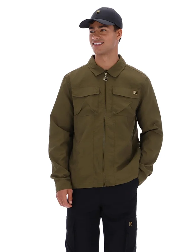 Surchemise zippée Kasa vert olive foncé