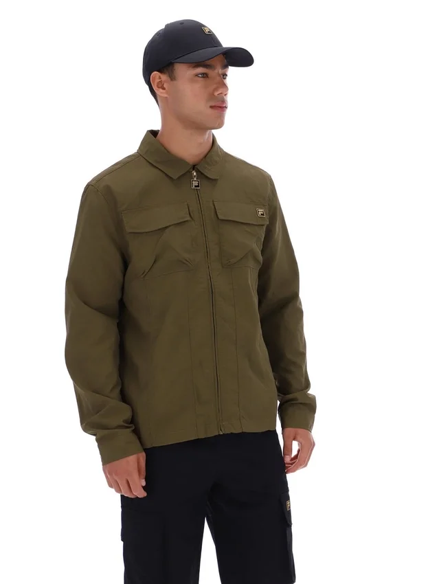 Surchemise zippée Kasa vert olive foncé