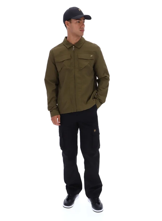 Surchemise zippée Kasa vert olive foncé