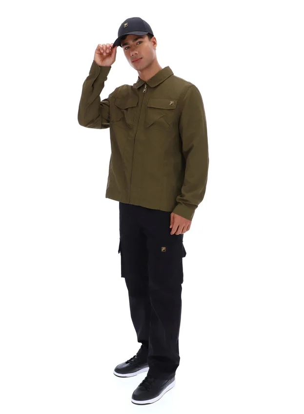 Surchemise zippée Kasa vert olive foncé