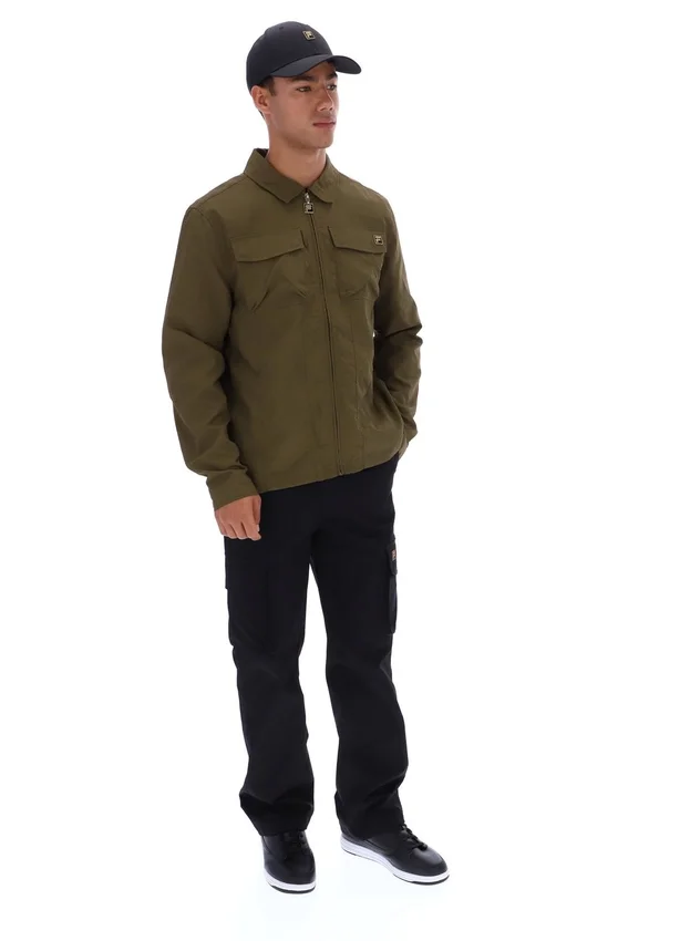 Surchemise zippée Kasa vert olive foncé