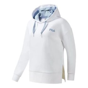 Sweat à capuche asymétrique Athletics Split Hem « Blanc Bleu »