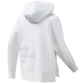 Sweat à capuche asymétrique Athletics Split Hem « Blanc Bleu »