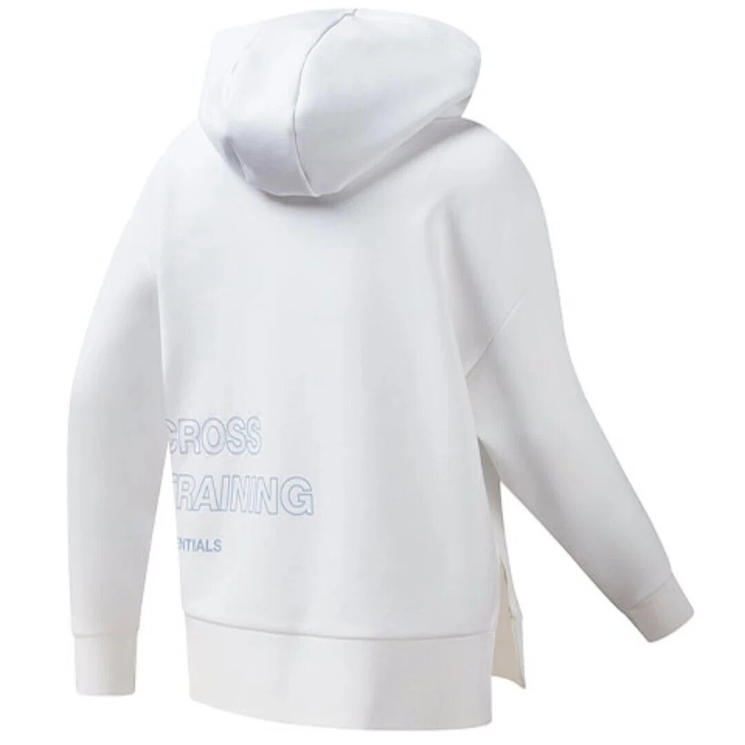 Sweat à capuche asymétrique Athletics Split Hem « Blanc Bleu »
