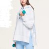 Sweat à capuche asymétrique Athletics Split Hem « Blanc Bleu »