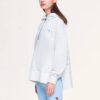 Sweat à capuche asymétrique Athletics Split Hem « Blanc Bleu »
