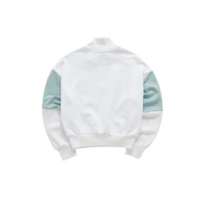 Sweat à capuche à col montant et demi-fermeture éclair, couleurs contrastées, blanc