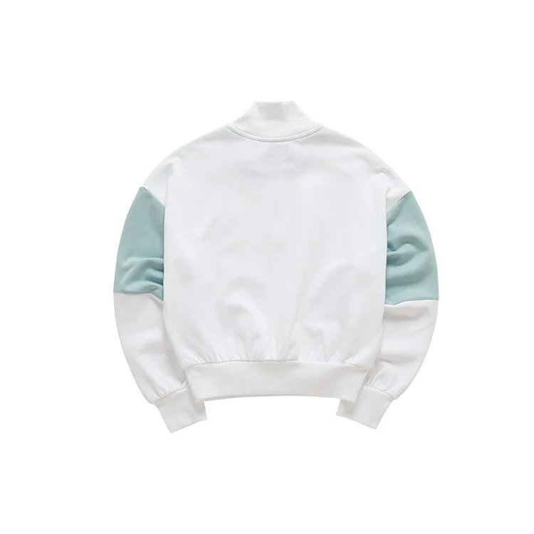 Sweat à capuche à col montant et demi-fermeture éclair, couleurs contrastées, blanc