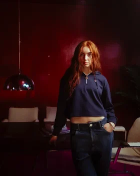 Sweat à capuche Fila Fiorella bleu marine avec fermeture éclair 1/4