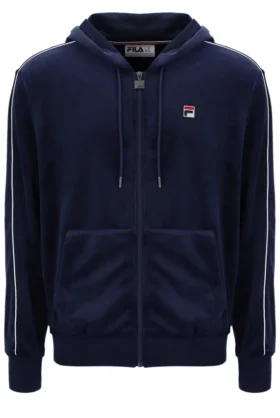 Sweat à capuche Fila Italo en velours bleu marine
