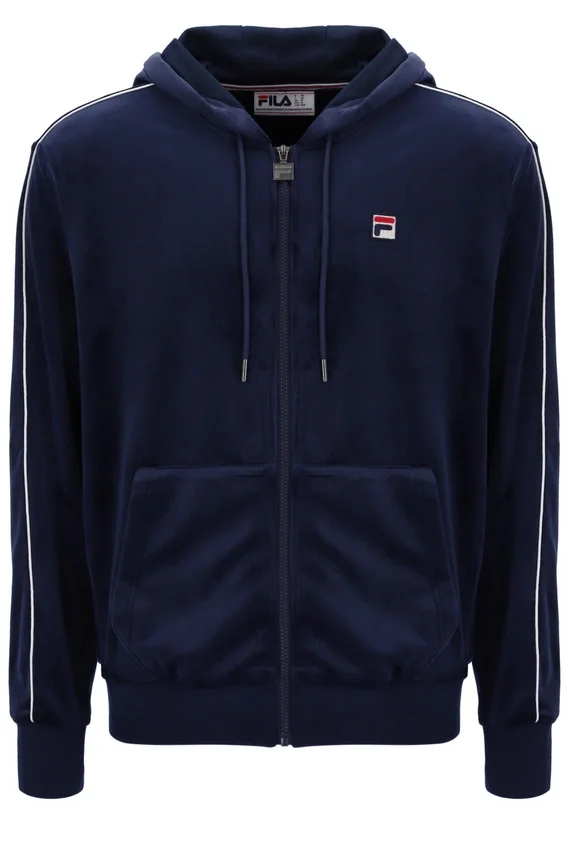 Sweat à capuche Fila Italo en velours bleu marine