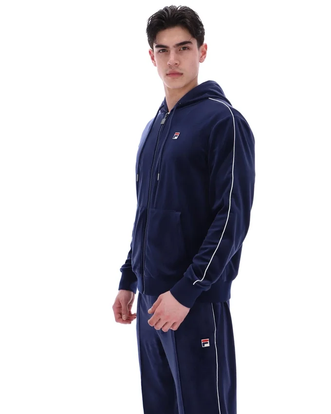 Sweat à capuche Fila Italo en velours bleu marine