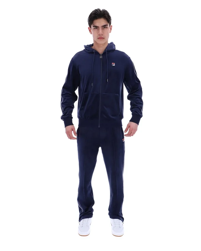 Sweat à capuche Fila Italo en velours bleu marine