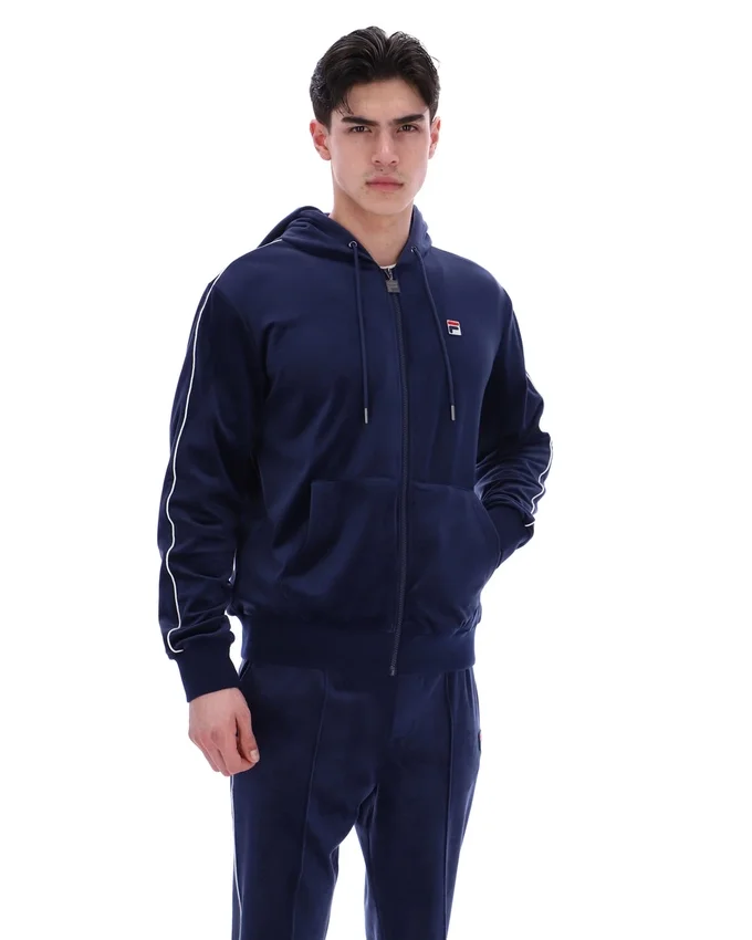 Sweat à capuche Fila Italo en velours bleu marine
