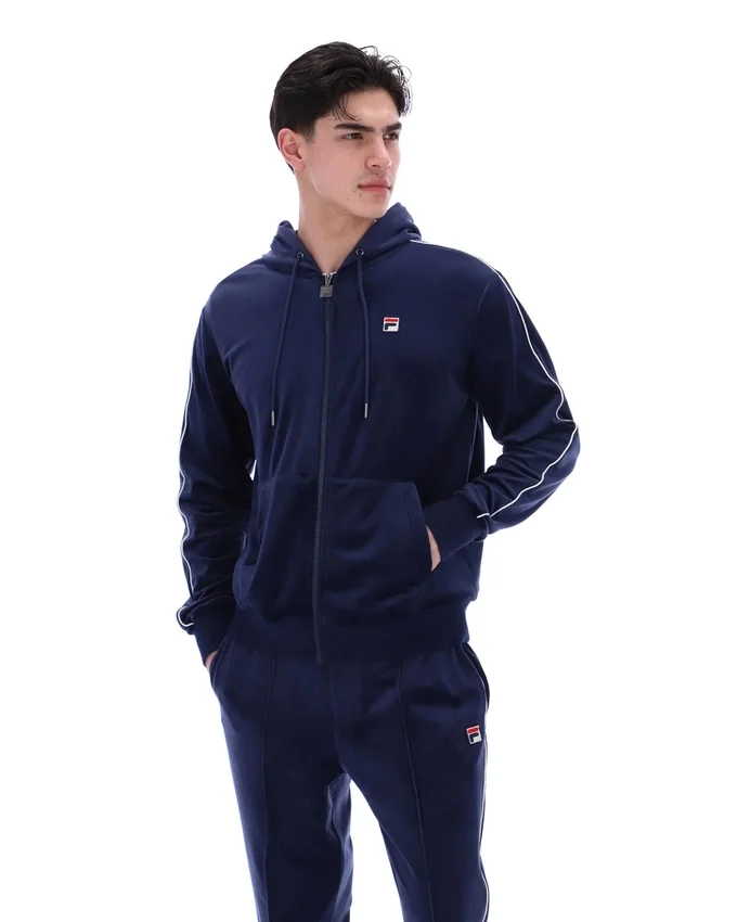 Sweat à capuche Fila Italo en velours bleu marine