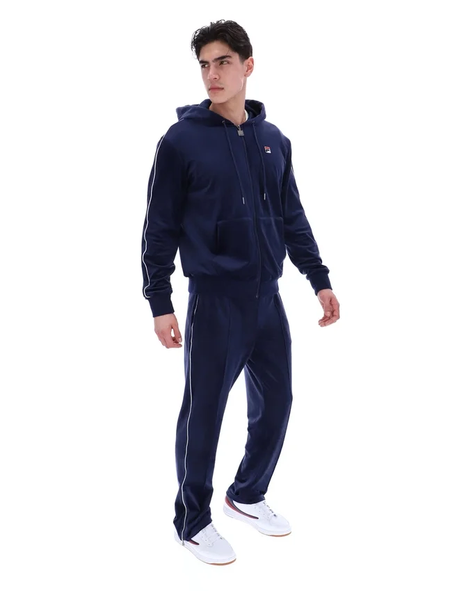 Sweat à capuche Fila Italo en velours bleu marine