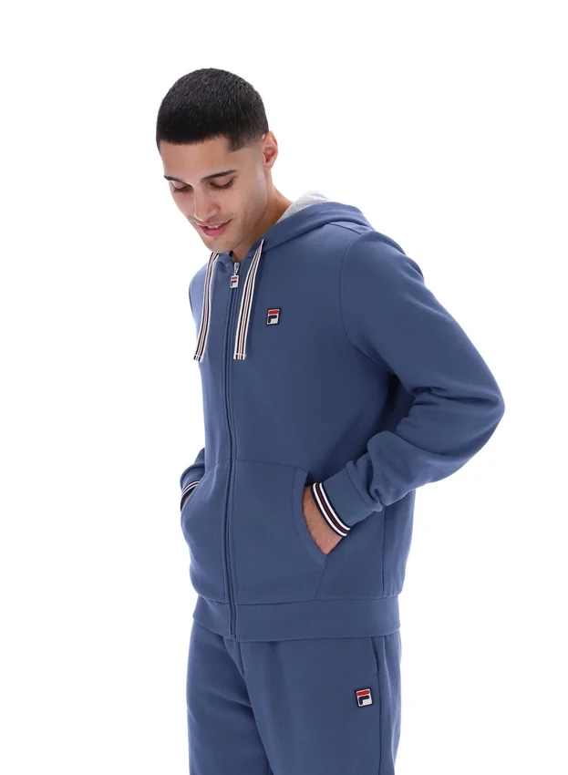 Sweat à capuche zippé Vintage Indigo Tenconi