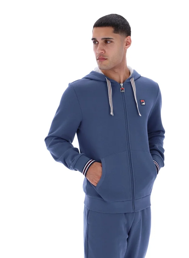 Sweat à capuche zippé Vintage Indigo Tenconi