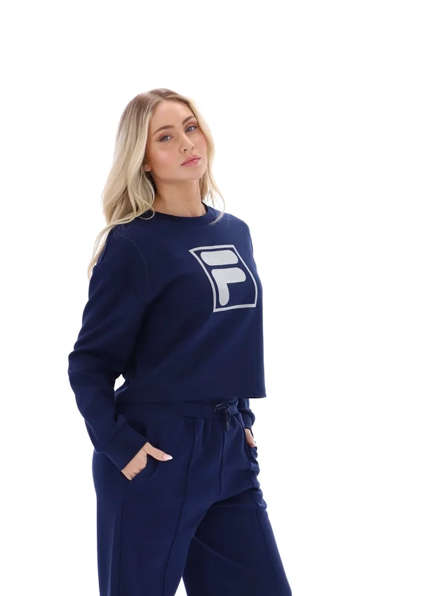 Sweat-shirt à col rond ample Fila Jorie bleu marine