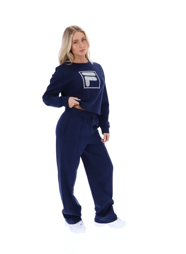 Sweat-shirt à col rond ample Fila Jorie bleu marine