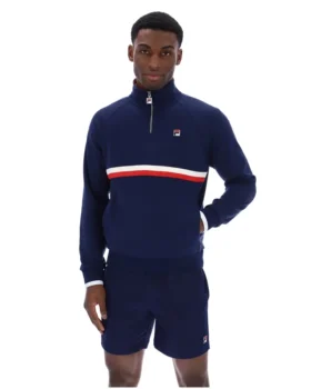 Sweat-shirt à col zippé 1/4 Fila Rolando bleu marine