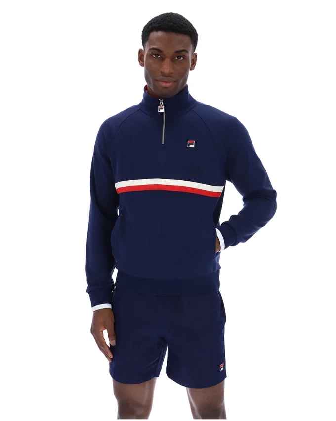 Sweat-shirt à col zippé 1/4 Fila Rolando bleu marine