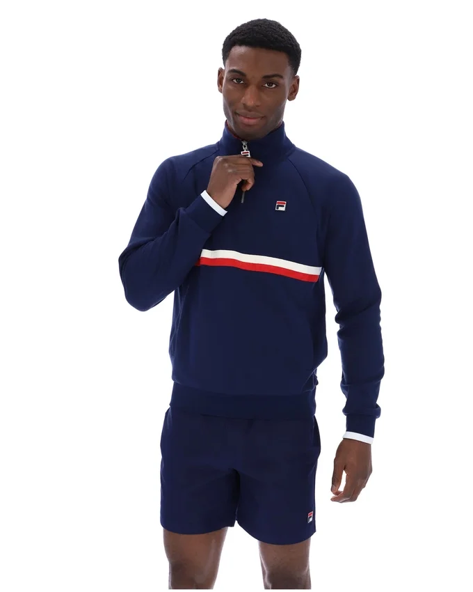 Sweat-shirt à col zippé 1/4 Fila Rolando bleu marine