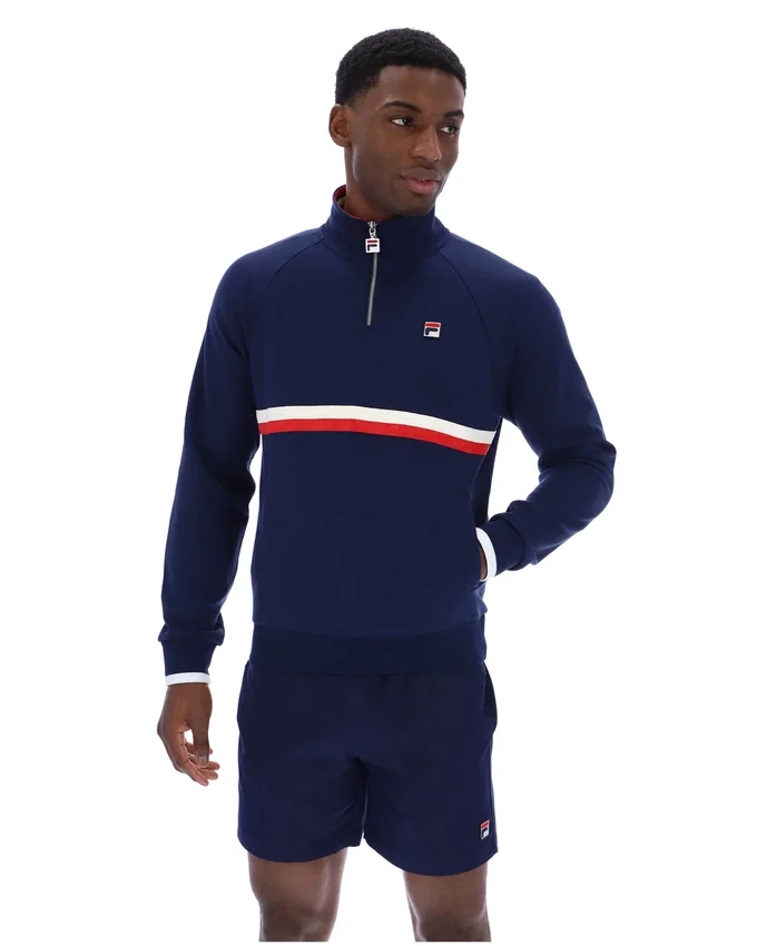 Sweat-shirt à col zippé 1/4 Fila Rolando bleu marine