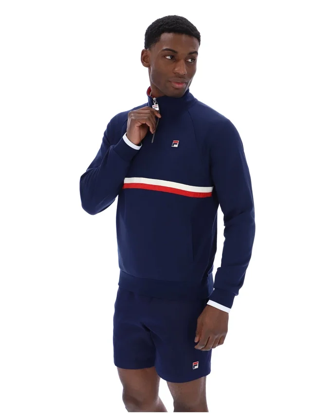 Sweat-shirt à col zippé 1/4 Fila Rolando bleu marine