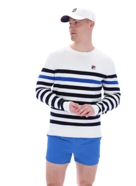 Sweat-shirt en maille crochetée Rakulan à rayures