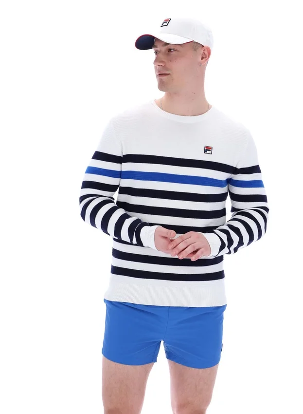 Sweat-shirt en maille crochetée Rakulan à rayures