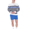 Sweat-shirt en maille crochetée Rakulan à rayures