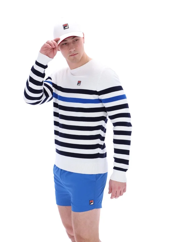 Sweat-shirt en maille crochetée Rakulan à rayures