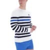 Sweat-shirt en maille crochetée Rakulan à rayures