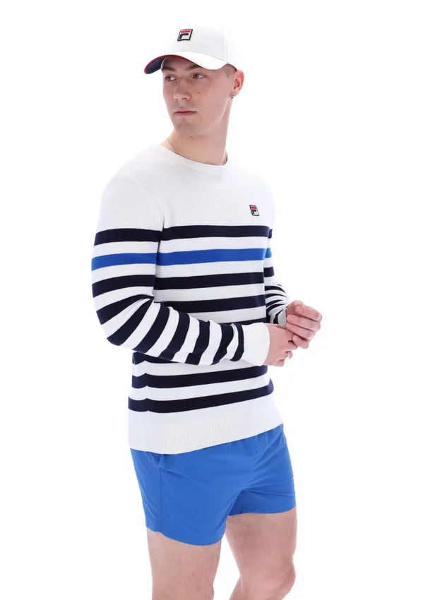 Sweat-shirt en maille crochetée Rakulan à rayures