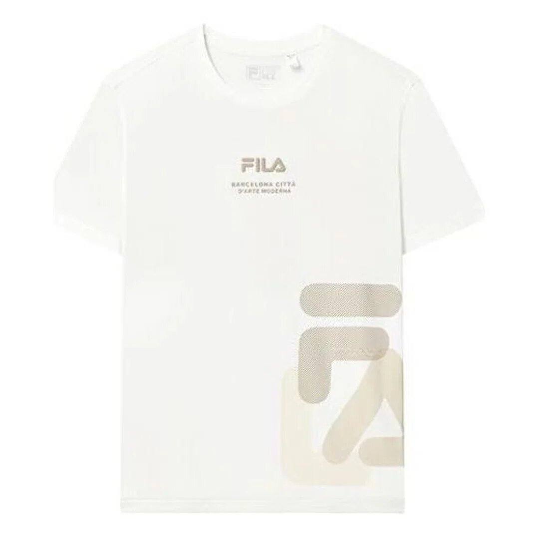 T-shirt ample à imprimé logo « Blanc Beige »