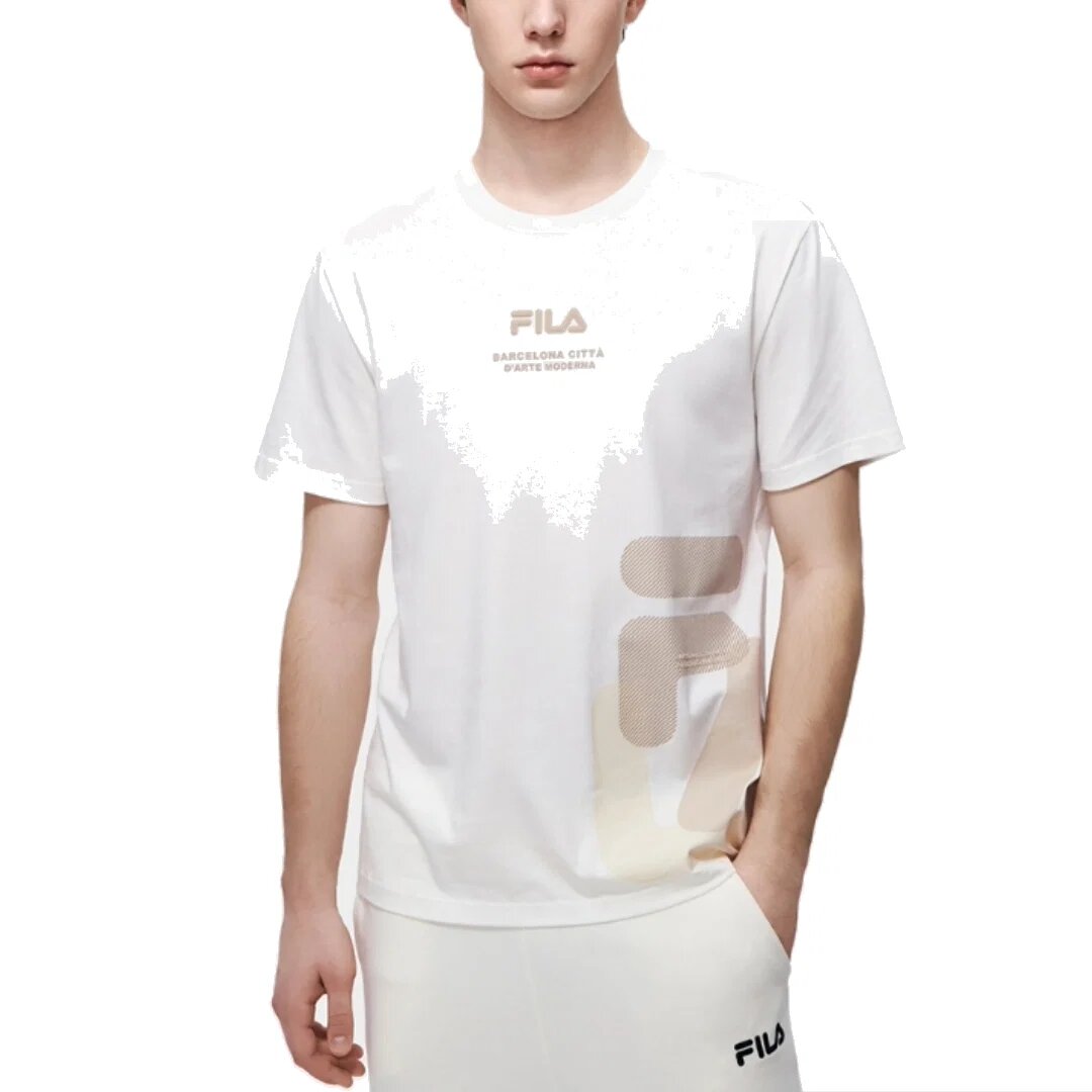 T-shirt ample à imprimé logo « Blanc Beige »