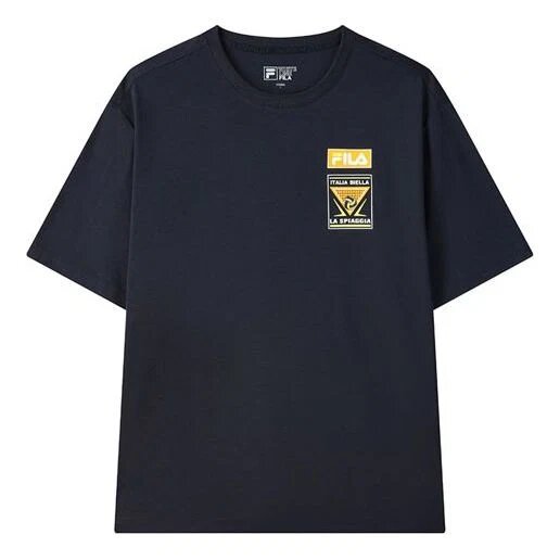 T-shirt ample à manches courtes bleu imprimé