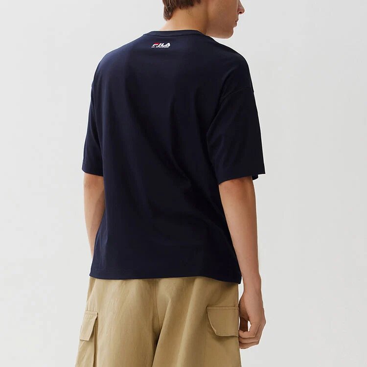 T-shirt ample à manches courtes bleu imprimé