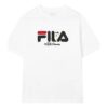 T-shirt blanc à manches courtes Fila x Pepe Shimada pour homme, style décontracté, respirant, imprimé, pour le sport