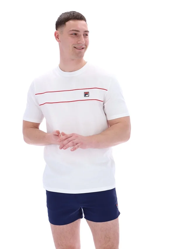 T-shirt blanc Williams à passepoils contrastés