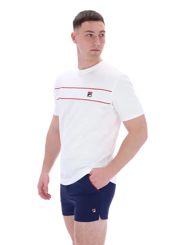 T-shirt blanc Williams à passepoils contrastés