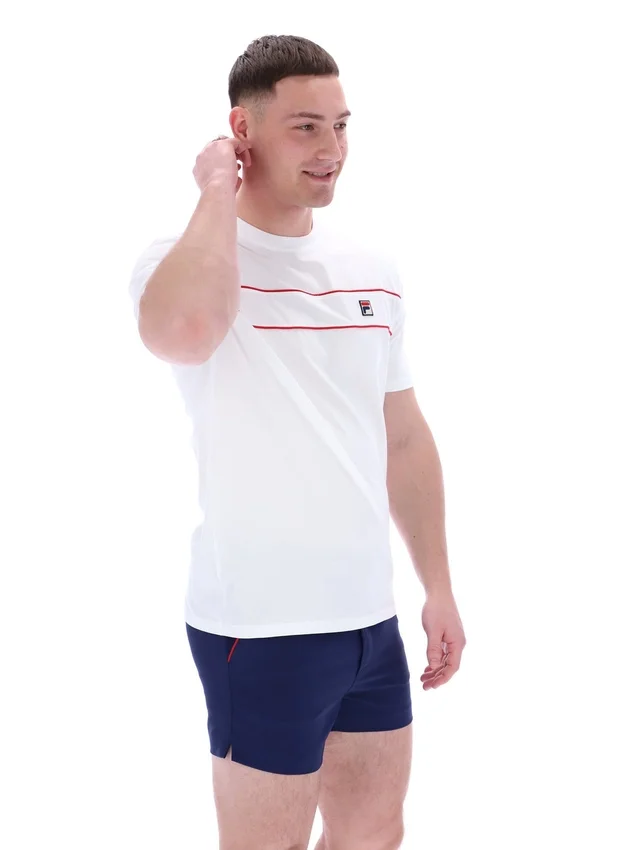 T-shirt blanc Williams à passepoils contrastés