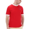 T-shirt à col et poignets côtelés Marconi Essential, rouge chinois