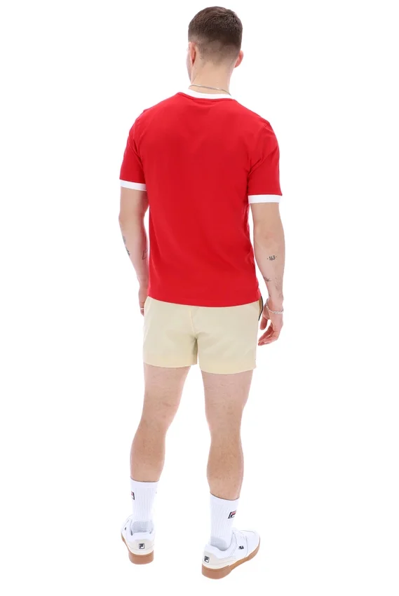 T-shirt à col et poignets côtelés Marconi Essential, rouge chinois