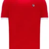 T-shirt à col et poignets côtelés Marconi Essential, rouge chinois