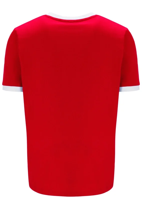 T-shirt à col et poignets côtelés Marconi Essential, rouge chinois
