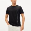 T-shirt à col rond ample à manches courtes pour homme avec logo en lettres, noir